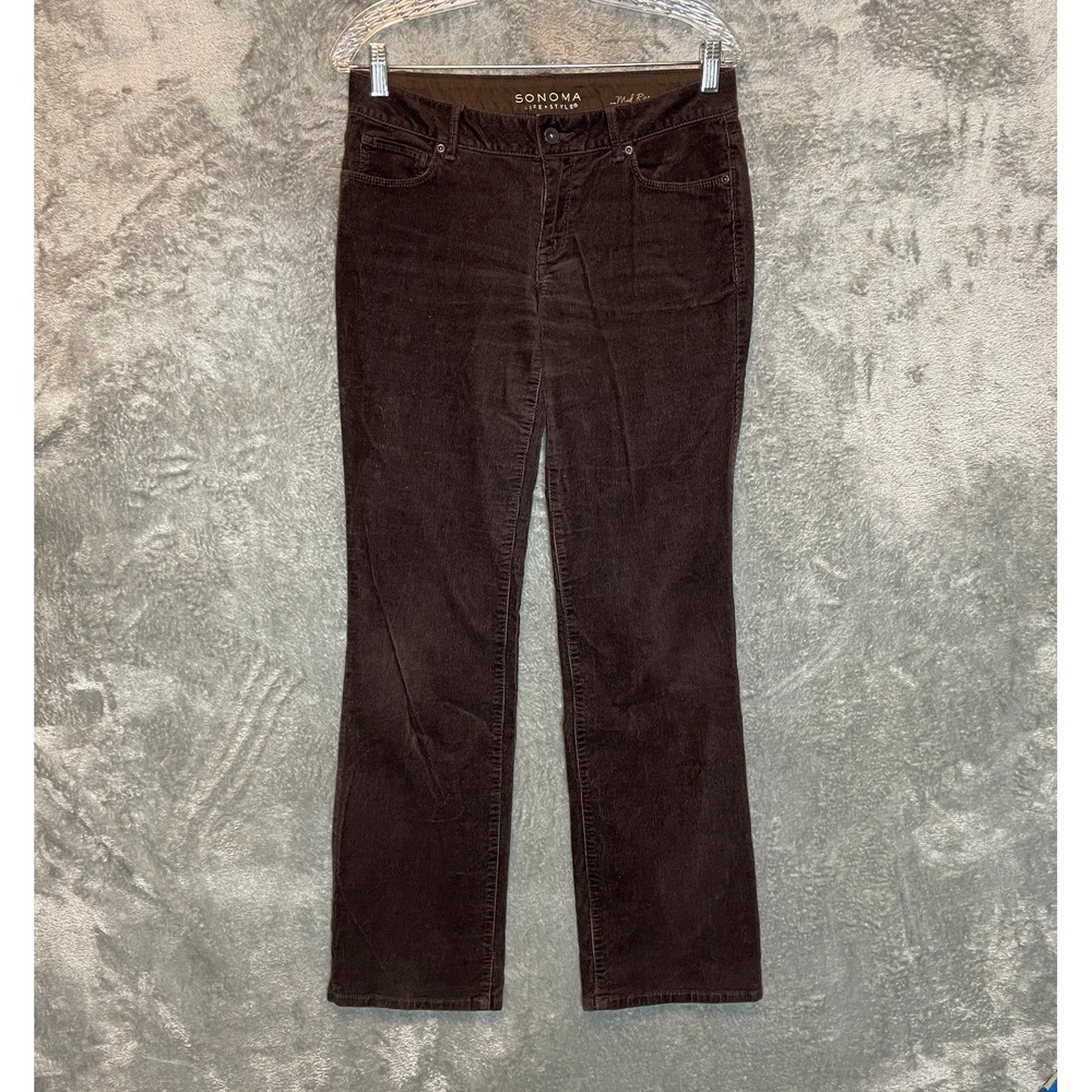 Sonoma Women Size 4 Brown Classic City Mid Rise Demi Bootcut Corduroy Jeans